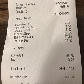 Old Town Cafe - Our receipt - American Near Me - West Yellowstone, Montana Old Town Cafe - Our receipt - American Near Me - West Yellowstone, Montana