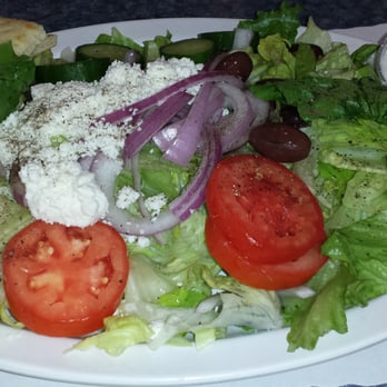 George Burgers - Greek salad with pita and yogurt sauce. - Diners Near Me - San Marcos, California George Burgers - Greek salad with pita and yogurt sauce. - Diners Near Me - San Marcos, California