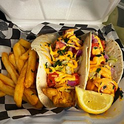 Sandies at The Gullah Jazz Cafe - One of the weekly specials... fish tacos with fries and coleslaw (not pictured)
