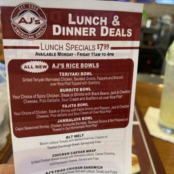 AJ’s American Grill - Menu for lunch - Sports Bars Near Me - Lake Worth, Florida AJ’s American Grill - Menu for lunch - Sports Bars Near Me - Lake Worth, Florida