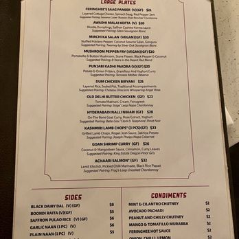 Feringhee - Modern Indian Cuisine - Menu: Vegan, Vegetarian and Gluten-Free clearly marked - Indian Near Me - Chandler, Arizona