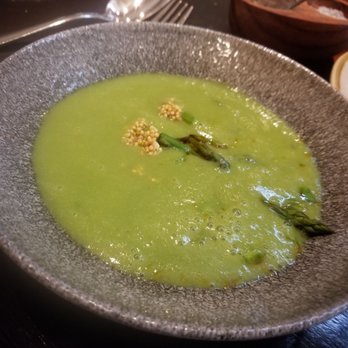 Copperleaf Restaurant & Bar - excellent asparagus soup, broth poured into bowl over steamed asparagus at tableside - New American Near Me - SeaTac, Washington Copperleaf Restaurant & Bar - excellent asparagus soup, broth poured into bowl over steamed asparagus at tableside - New American Near Me - SeaTac, Washington