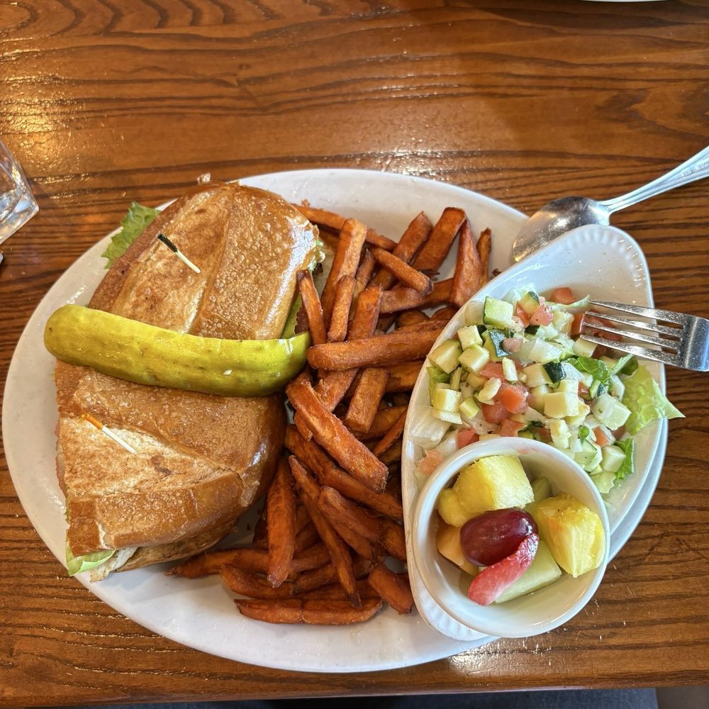 Stacks - Blackened Chicken Sandwich with Sweet Potato Fries - Breakfast & Brunch Near Me - Menlo Park, California Stacks - Blackened Chicken Sandwich with Sweet Potato Fries - Breakfast & Brunch Near Me - Menlo Park, California