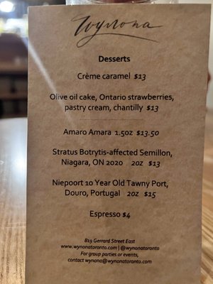 Menu photo 6 Wynona Toronto, ON Menu photo 6 Wynona Toronto, ON