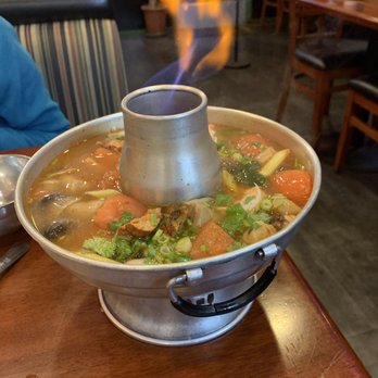 Saigon -2- Siam Bistro - Hot pot style Tom yum with shrimp Sour and spicy! Highly recommend!! - Vietnamese Near Me - Gilroy, California Saigon -2- Siam Bistro - Hot pot style Tom yum with shrimp Sour and spicy! Highly recommend!! - Vietnamese Near Me - Gilroy, California