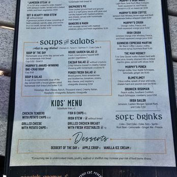 Murphy’s Irish Pub - Menu - 2 - Irish Near Me - Virginia Beach, Virginia
