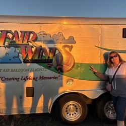 Fair Winds Hot Air Balloon Rides - My mom and the Fair Winds trailer