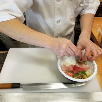 @Sushi - Making the special take-out Chirashi bowl... fresh for me! - Sushi Bars Near Me - Honolulu, Hawaii @Sushi - Making the special take-out Chirashi bowl... fresh for me! - Sushi Bars Near Me - Honolulu, Hawaii