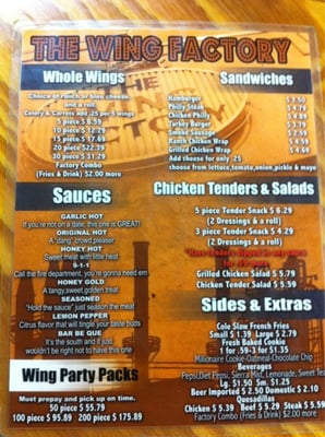 Menu photo 4 The Wing Factory Memphis, TN