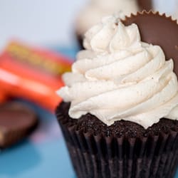 Cupcake'd Bakery - Reese's cup cupcakes with Dutch chocolate cake and creamy peanut butter icing