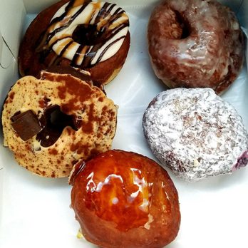 PVDonuts - January's selection: brown butter milky way - honey sea salt - dulce de leche old fashion - jelly filled and creme brulee! - Donuts Near Me - Providence, Rhode Island