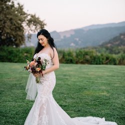 Santa Barbara Elopement - Our stunning bride on the lawn at Sunstone Villa.