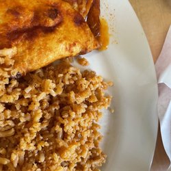 Chino’s Mexican Restaurant - Cheese Enchilada and Rice, not good
