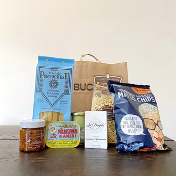 Bucatini - A fantastic first haul from Bucatini. Pasta, sardines, pesto, squid, mustard and matzo chips! - Grocery Near Me - Los Angeles, California