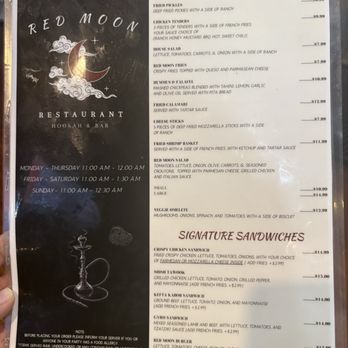 Red Moon - Menu - Mediterranean Near Me - Mobile, Alabama