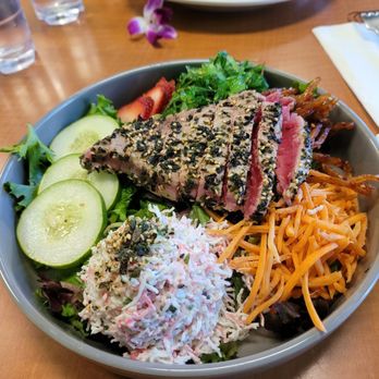Guieb Cafe - Furikake Crusted Ahi Salad - New American Near Me - Honolulu, Hawaii Guieb Cafe - Furikake Crusted Ahi Salad - New American Near Me - Honolulu, Hawaii
