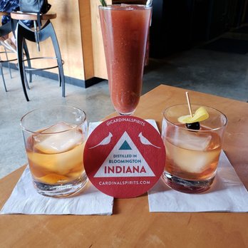 Cardinal Spirits - House bloody Mary, young old fashion and spiced rum old fashions.  So tasty - Cocktail Bars Near Me - Bloomington, Indiana