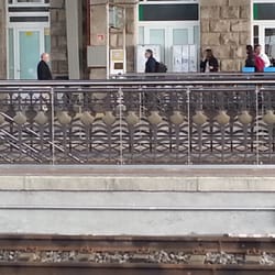Musac - Iron work on platform railing at the Santiago de Compostela this morning at about 7.45am.