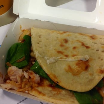 Panera Bread - BBQ Chicken Flatbread sandwich looks thrown together - Salad Near Me - Bowie, Maryland
