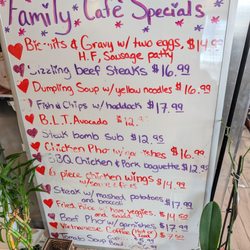 Family Cafe - Specials menu with a lot of Vietnamese options prepared by the owner personally!