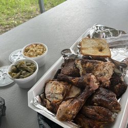 My Season Chicken & Ribs - Whole chicken dinner with Mac and cheese and green beans