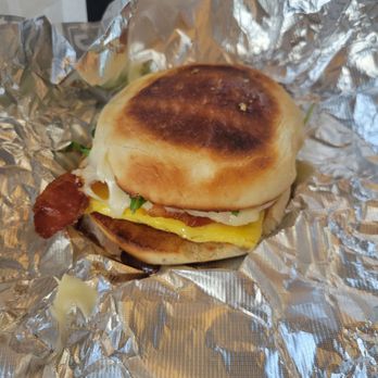 Grafik Coffee - Bacon, egg, cheese, arugula, honey aioli on a Portugese bolo - Cafes Near Me - Portsmouth, Rhode Island Grafik Coffee - Bacon, egg, cheese, arugula, honey aioli on a Portugese bolo - Cafes Near Me - Portsmouth, Rhode Island