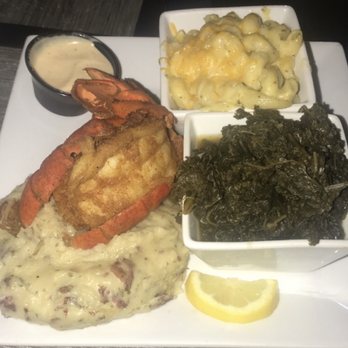 Papi Cuisine - Lobster with mash potatoes, Mac and cheese and kale. - Cocktail Bars Near Me - Baltimore, Maryland Papi Cuisine - Lobster with mash potatoes, Mac and cheese and kale. - Cocktail Bars Near Me - Baltimore, Maryland