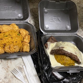 By Cheff's - El Capitán. Comida super buena, Mamposteado con masitas de pollo y churrasco con mofongo en salsa de 3 quesos! - Puerto Rican Near Me - Isabela, Puerto Rico