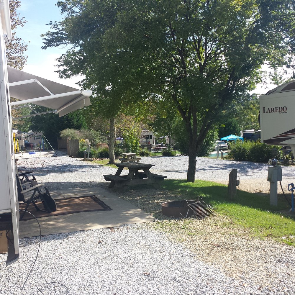 View from our site toward pool and playground. View from our site toward pool and playground.