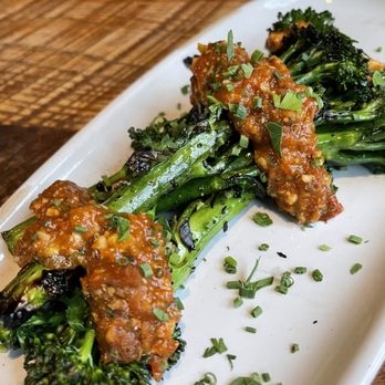 The Foundry Grill - Grilled broccolini with romesco - American Near Me - Sundance, Utah