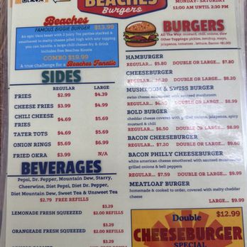 Beaches Burgers - Menu - American Near Me - Ocean Isle Beach, North Carolina