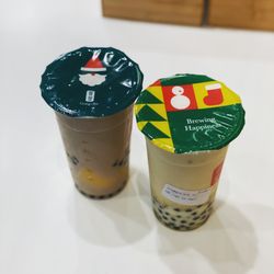 Gong Cha - 3J (replace grass jelly with more boba) + mango milk for kids (50% still too sweet)