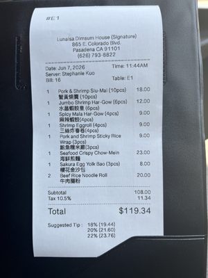 Menu photo 4 Lunasia Signature Pasadena, CA