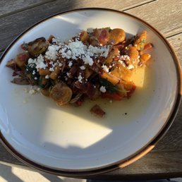 Pumpkin gnoochi with bacon - delicious. Pumpkin gnoochi with bacon - delicious.