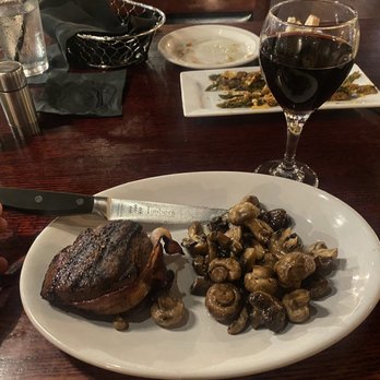 Timbers Bar & Grill - 6oz. Filet mignon with shrooms as a side. Steak prefer rare/medium rare and came out perfect, the chef knows his stuff. - American Near Me - Ludington, Michigan Timbers Bar & Grill - 6oz. Filet mignon with shrooms as a side. Steak prefer rare/medium rare and came out perfect, the chef knows his stuff. - American Near Me - Ludington, Michigan