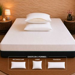 C'écologique - Oreiller neuf en mousse à mémoire de forme : rectangulaire 39€ / carrée 49€ et traversin 99€.