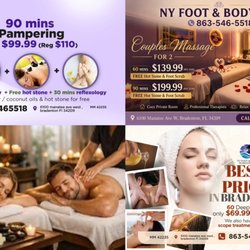 NY Foot & Body Spa - 60 mins couple massage for 2 only $ 140 ( reg $ 160 ) , hot stone & essentials oils for free