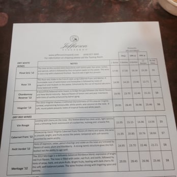 Jefferson Vineyards - Tasting menu - Wineries Near Me - Charlottesville, Virginia Jefferson Vineyards - Tasting menu - Wineries Near Me - Charlottesville, Virginia