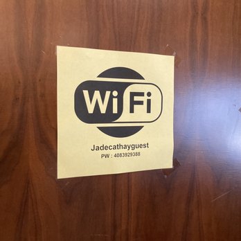 Jade Cathay - Wifi. Password is a phone number. - Dim Sum Near Me - San Jose, California