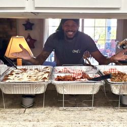 Nothin’ But Flava - Sunday brunch, biscuits & gravy, eggs, potatoes, sausage, bacon, and blueberry French Toast Baked (best thing on the menu!)