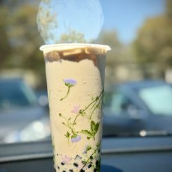 Passion fruit boba milk tea