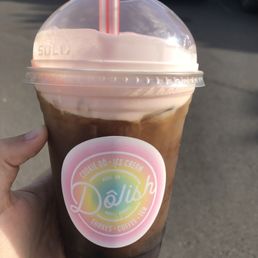 Cold brew with foam and coffee jellies Cold brew with foam and coffee jellies