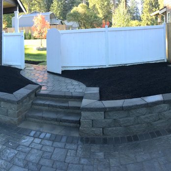 Landscape Design Construction - a brick patio with raised planters - Landscaping Near Me Landscape Design Construction - a brick patio with raised planters - Landscaping Near Me