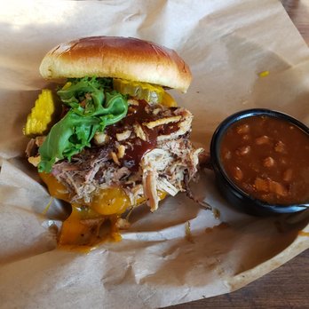 Double B's BBQ - Double b burger with pork / baked beans - Barbeque Near Me - West Allis, Wisconsin Double B's BBQ - Double b burger with pork / baked beans - Barbeque Near Me - West Allis, Wisconsin