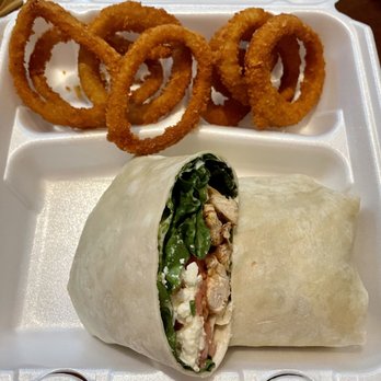 Hillside Grill - Mediterranean Wrap with Onion Rings - Greek Near Me - Northborough, Massachusetts