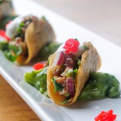 Tasteful Vibes - Gourmet Street Pork Taco w/guacamole and caviar