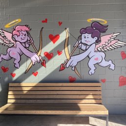 Cute little Cupid mural inside the building :) Cute little Cupid mural inside the building :)