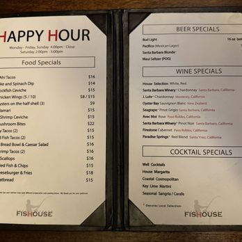 Santa Barbara FisHouse - Happy Hour Menu - Seafood Near Me - Santa Barbara, California Santa Barbara FisHouse - Happy Hour Menu - Seafood Near Me - Santa Barbara, California