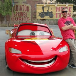 Gig Harbor Upholstery - Owner: Travis Michael with Lightning Mcqueen at Disney production studios