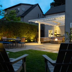 Opulands Landscape Design & Construction - Fine contemporary pergola with lots of lights and luxurious landscaping
